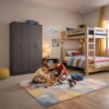 Closet Pequim Dark 4P 2C en dormitorio decorado - con niños