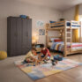Closet Pequim Dark 4P 2C en dormitorio decorado - con niños