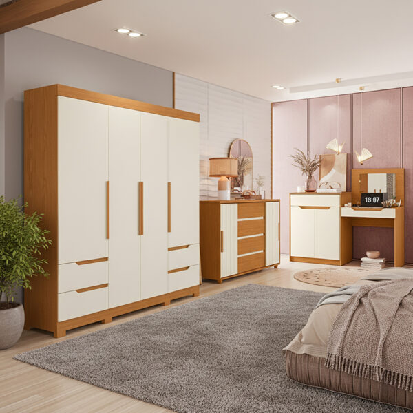 Dormitorio ambientado- closet- cómoda- tocador