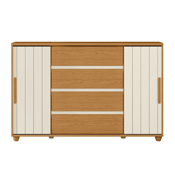 Cómoda Evidenza Rustic 2P 4C vista frontal– cajones y puertas espaciosas