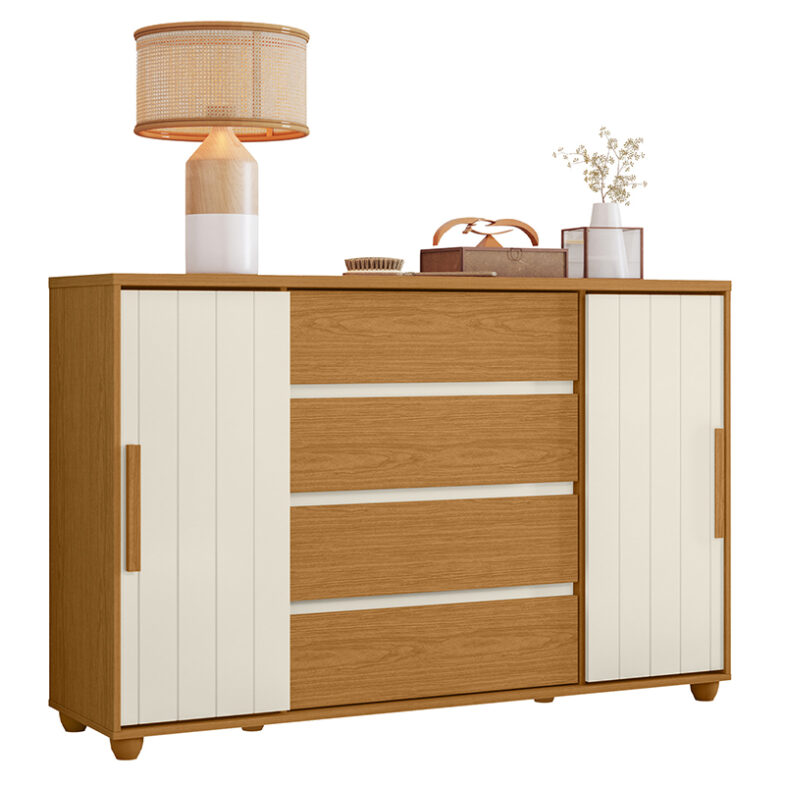 Cómoda Evidenza Rustic 2P 4C vista lateral – cómoda rústica para dormitorio