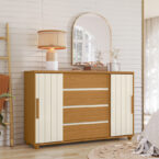 Cómoda Evidenza Rustic 2P 4C en dormitorio decorado – mueble rústico de almacenamiento