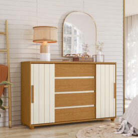 276128RG Cómoda Evidenza Rustic 2P 4C en dormitorio decorado – mueble rústico de almacenamiento