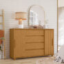 Cómoda Evidenza Rustic 2P 4C en dormitorio decorado – mueble rústico de almacenamiento