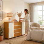 Cómoda Evidenza Rustic 2P 4C con persona – mueble rústico de almacenamiento