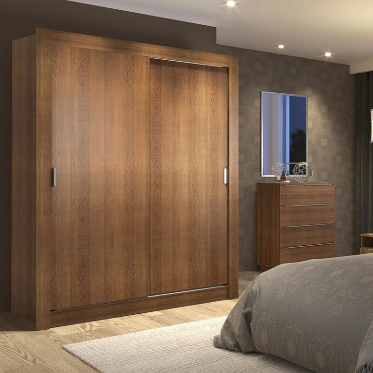 Detalle closet Denver 2P en dormitorio moderno – closet ambientado