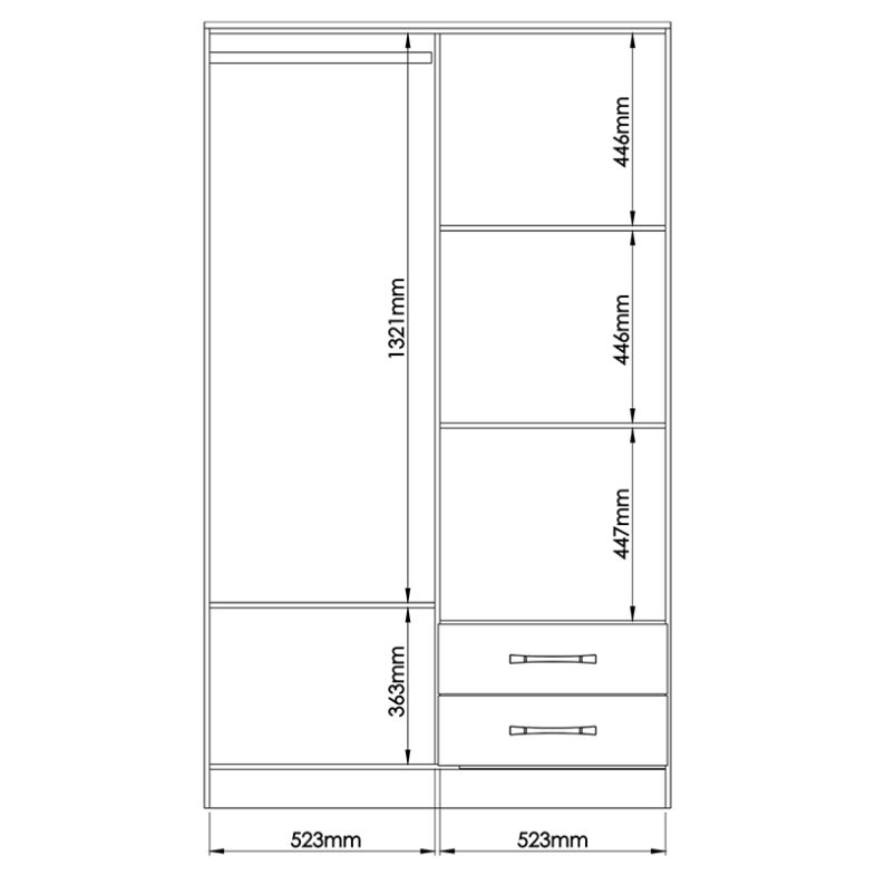 Closet Pequim Dark 4P 2C vista frontal – closet moderno dark medidas