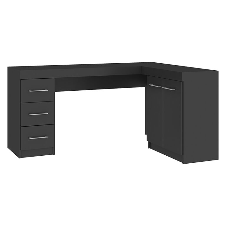 Escritorio Esquinero Grafito vista frontal – escritorio moderno en L para home office