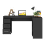 Escritorio Esquinero Grafito con laptop y accesorios – home office funcional