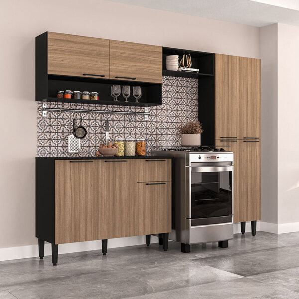 Kit Cocina Madri Rustic con repisas y puertas – mueble de cocina modular