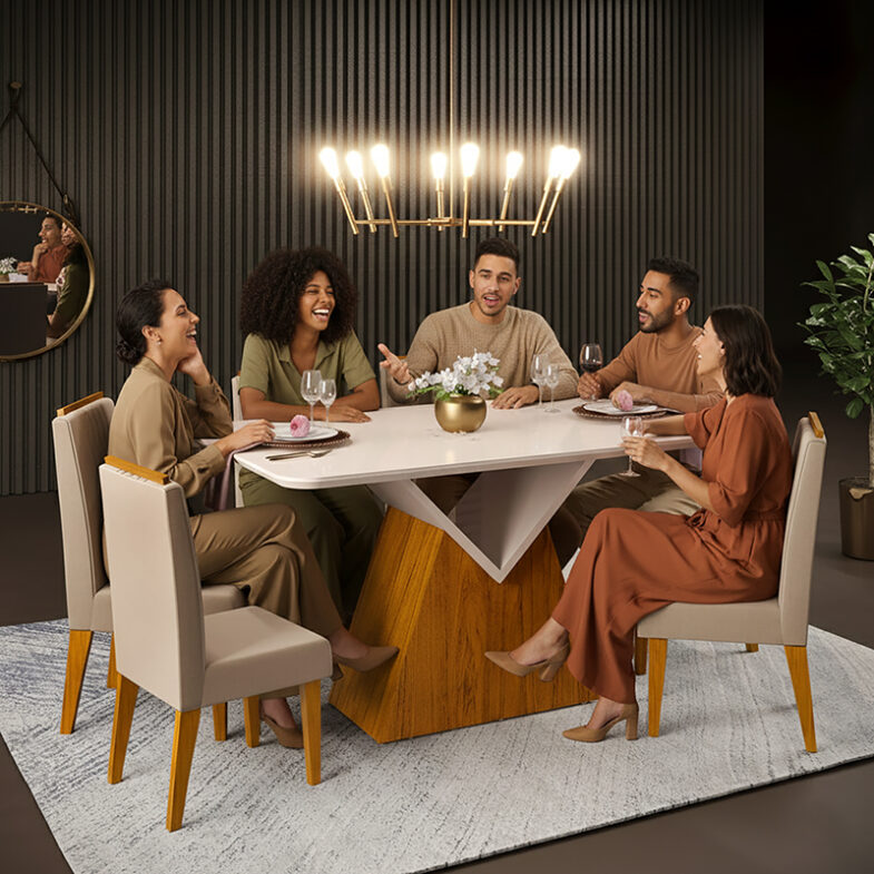 Juego de comedor Argo Lia 6S con personas – mesa y sillas modernas