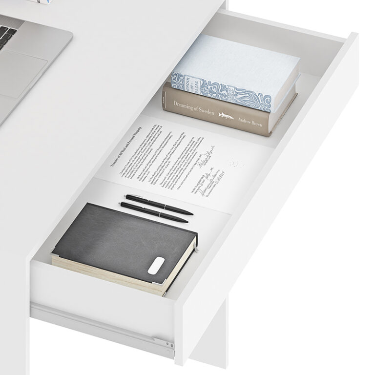 Detalle del cajón Escritorio New Sparrow – almacenamiento práctico