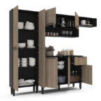 Cocina modular con repisas y puertas – solución práctica para el hogar