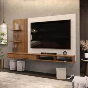 Panel Bento Light 60″ en sala decorada – centro de entretenimiento living
