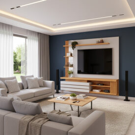 Panel Marín Bali 55 instalado en living moderno