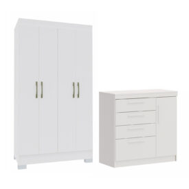 Set Closet 4P 2C + COMODA 3C Blanco.