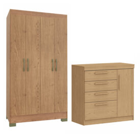 Set  CLOSET 4P 2C + Cómoda 3C Marrón Claro