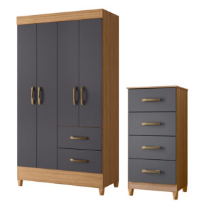 Set Closet 4P 2C + Cómoda 4C Grafito