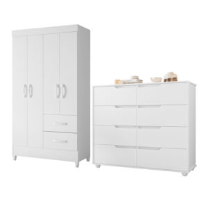 Set Closet 4P 2C + Cómoda 8C Blanco