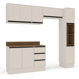 Cocina Modular Koya Con Despensa 8 Puertas y 3 Cajones - Beige